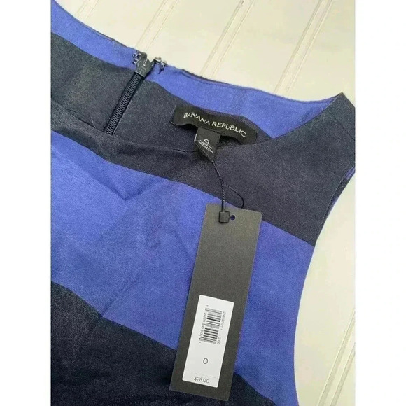 Banana Republic Purple/Blue & Black Shimmer Striped Peplum Top Size 0 NEW 636 - Picture 2 of 2